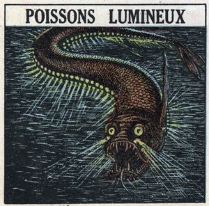Fosforescentie: lichtgevende vis. Anonieme illustratie uit 1925. Privécollectie.