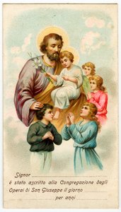 Vrome afbeelding: Congregatie van Sint Jozef Werkers (chromolithografie) door Anonymous Anonymous
