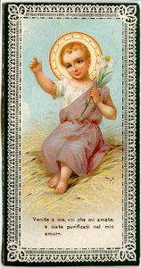 Vrome afbeelding: Jezus met een lelie (chromolithografie)