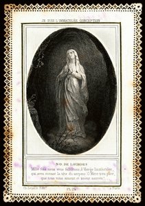 Vrome afbeelding: Notre Dame de Lourdes. Dentelee kaart. 19e eeuw. Privécollectie door Anonymous Anonymous