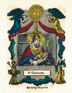 Vrome afbeelding: Sint Gregorius I de Grote. Gravure uit de 19e eeuw Privécollectie door Anonymous Anonymous