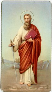 Vrome afbeelding: Sint Paulus van Tarsus (chromolithografie)