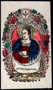 Vrome afbeelding: Sint Philomena. Gravure uit de 19e eeuw Privécollectie