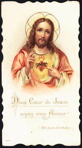 Vrome afbeelding: Zoet hart van Jezus wees mijn liefde. Chromolithografie van het begin van de 20e eeuw Privécollectie door Anonymous Anonymous