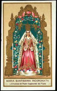 Vrome afbeelding: De Allerheiligste Maagd gekroond. Chromolithografie.