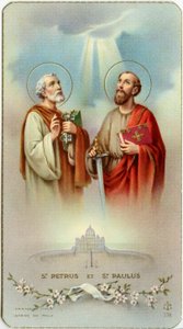 Vrome afbeelding: De apostelen Petrus en Paulus (chromolithografie) door Anonymous Anonymous