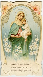 Vrome afbeelding: Maagd met kind (lithografie)