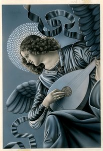 Vrome afbeelding: een muzikale engel naar de fresco van Melozzo da Forli (prent)