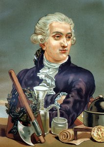 Portret van Antoine Laurent de Lavoisier (1743 - 1794), Franse chemicus. naar La Ciencia y sus Hombres door Louis Figuier. Barcelona 1881 door Anonymous Anonymous