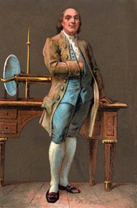 Portret van Benjamin Franklin (1706-1790) Amerikaanse drukker, uitgever, wetenschapper, uitvinder, staatsman en diplomaat. Chromolithografie Privécollectie door Anonymous Anonymous