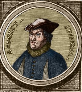 Portret van Baruch Spinoza (1632-1677), Nederlandse filosoof, ook bekend als Bento de Espinosa of Benedictus de Spinoza of Benoit de Spinoza. Gravure uit de 17e eeuw door Anonymous Anonymous