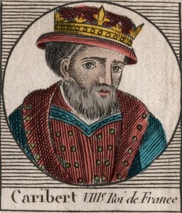 Portret van Caribert, koning van de Franken - gravure uit 