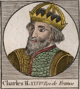 Portret van Karel II de Kale, koning van Frankrijk - gravure uit 