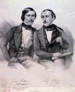 Portret van Giovanni Bottesini (links) en Luigi Arditi door Anonymous Anonymous