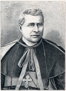 Portret van Giovanni Simeoni (1816-1892), Italiaanse kardinaal. Gravure in Les Missions Catholiques au XIXe Siècle door Louis-Eugene Louvet. Privécollectie.