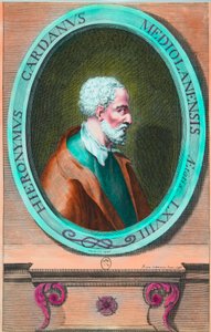 Portret van Girolamo Cardano (Hieronymus Cardanus) (1501-1576) Italiaanse wiskundige, filosoof, astroloog en arts - privécollectie