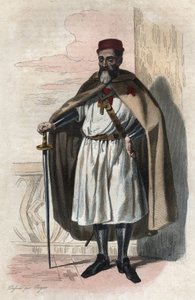 Portret van Jacques de Molay (Jacques de Molay) (Molai) (1243-1314), Grootmeester van de Tempeliers. illustratie uit “Le Plutarque Français” door Edmond Mennechet