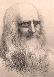 Portret van Leonardo Da Vinci naar zijn zelfportret.