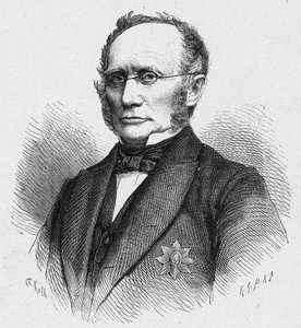 Portret van Ludwig Windthorst (1812-1891), Duitse katholieke politicus. Gravure in “Les Missions Catholiques au XIXème Siècle” door Louis-Eugène Louvet. Privécollectie door Anonymous Anonymous