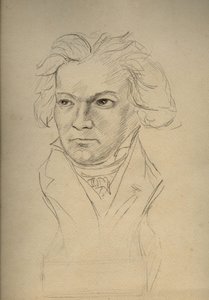 Portret van Ludwig van Beethoven (1770-1827) Duitse componist - anonieme tekening uit het begin van de 20e eeuw - Privécollectie door Anonymous Anonymous