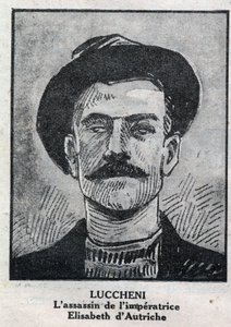 Portret van Luigi Lucheni, Italiaanse anarchist, moordenaar van Elisabeth de Wittelsbach