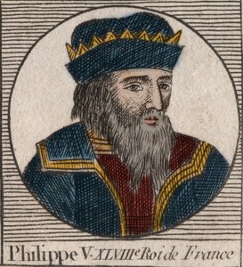Portret van Filips V de Lange (1294-1322), koning van Frankrijk (gravure uit 