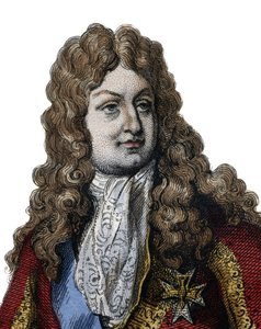 Portret van Philippe II, Hertog van Orléans (1674-1723), lid van de koninklijke familie van Frankrijk en Regent van het Koninkrijk van 1715 tot 1723. Illustratie uit 