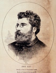 Portret van Engelse componist Georges Bizet (Tekening naar foto)