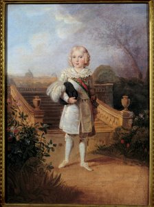Portret van de Prins van Parma (1811-1832) in de Tuin van de Tuilerieën Koning van Rome Napoleon II, Hertog van Reichstadt, zoon van Keizer Napoleon I (1769-1821). Anoniem schilderij. 19e eeuw Privécollectie