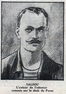 Portret van de anarchist Francois Salsou die de aanslag op de sjah van Perzië Muzaffar ad Din pleegde in Parijs op 2 augustus door Anonymous Anonymous