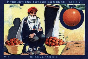 Producties over de hele wereld: Sinaasappel in Algerije. Chromolithografie uit 1933 in 