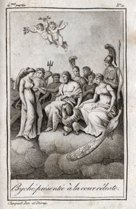 Psyche gepresenteerd aan het Hemelse Hof. Gravure uit 1819 in "Lettres à Emilie sur la mythologie" door Charles Albert Demoustier (1760-1801). Privécollectie. door Anonymous Anonymous