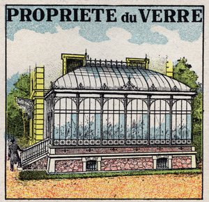 Straling en geleiding: een glazen kas maakt gebruik van een van de eigenschappen van glas om transparant te zijn voor lichtwarmte en niet voor donkere warmte. Anonieme illustratie uit 1925. Privécollectie. door Anonymous Anonymous