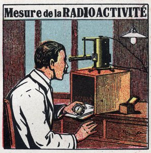 Radium: meting van radioactiviteit. Anonieme illustratie uit 1925. Privécollectie. door Anonymous Anonymous