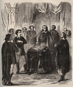 Ontvangst van een Illuminatus (geheime samenleving) - Illuminines de Bavière (der Illuminatenorden) - Gravure uit 1879 in Histoire des societes secretes, politiques et religieuses door Pierre Zaccone (1817-1895) door Anonymous Anonymous