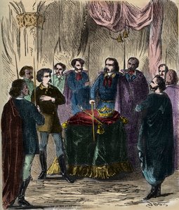 Ontvangst van een Illuminatus (geheime samenleving) - Ontvangst van een Illuminatus (Illuminati) - Illuminaten van Beieren (der Illuminatenorden) 1879 (gravure)