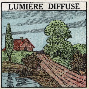 Reflectie van licht: diffuus licht is het licht dat lichamen verlicht. Anonieme illustratie uit 1925. Privécollectie.