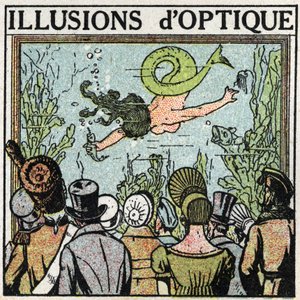 Reflectie van licht: optische illusie. Gebruik van een ijsje om de illusie van een vrouwvis te geven. Anonieme illustratie uit 1925. Privécollectie. door Anonymous Anonymous