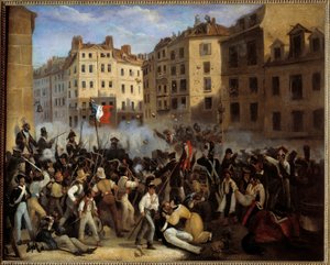 Revolutie van 1830 - De Charter of de Dood (slag van 28 juli, waarschijnlijk rue Saint-Antoine) - Episode van de Julidagen 1830. Revolutie van 1830