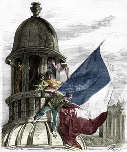 Revolutie van 1830: de driekleurige vlag op het stadhuis. door Anonymous Anonymous