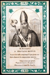 Sint Protais, bisschop van Milaan Vrome afbeelding. Ansichtkaart. Begin 20e eeuw. Privécollectie door Anonymous Anonymous