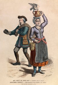 Verkopers van melk en tweedehands kleding 15e eeuw - privécollectie door Anonymous Anonymous