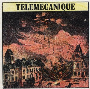 T.S.F.: telemechanica, de kunst van afstandsbediening door middel van elektromagnetische golven. Anonieme illustratie uit 1925. Privécollectie.