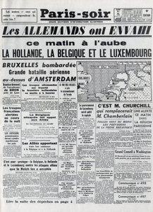 De Slag om België of Belgische Campagne - 18-daagse campagne - invasie van België door Duitse troepen tijdens de Tweede Wereldoorlog - PARIS EVIOR van 11/05/1940 - DUITSERS INVASEREN NEDERLAND - BELGIË EN LUXEMBURG