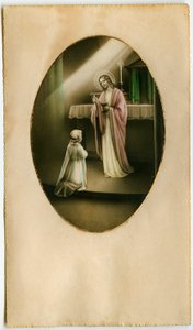 De Eucharistie, Heilige Communie, het Sacrament van het Altaar: een kind voor Jezus (gravure) door Anonymous Anonymous