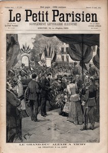 De Grote Hertog Alexis Alexandrovich in Vichy - De ontvangst op het treinstation - Gravure in 