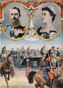De gasten van Frankrijk: Koning Gustave V (1858-1950) en koningin van Zweden Victoria (Viktoria de Bade)