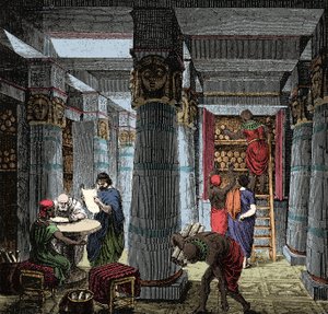 De bibliotheek van Alexandrië - Zicht op het interieur van de bibliotheek van Alexandrië in Egypte. door Anonymous Anonymous
