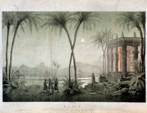 De oevers van de Nijl. Illustratie voor act III van Aida, opera van Giuseppe Verdi
