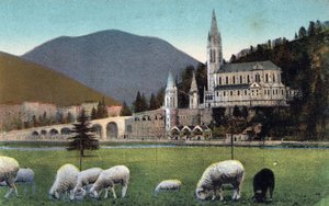 De basiliek in Lourdes - Hautes Pyrenees (65) rond 1900